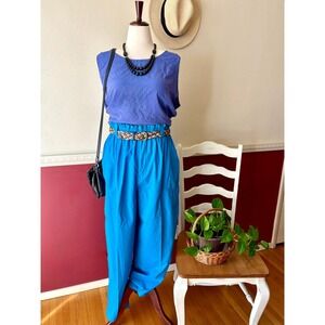 New Vintage Present Tense Turquoise High Waist Paperbag Pants Sz 18 NWT USA Made